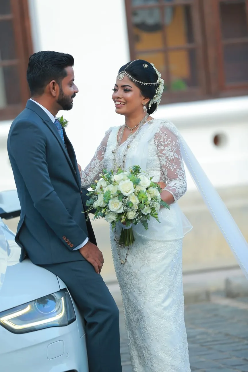 Bride and groom in a stylish wedding portrait
